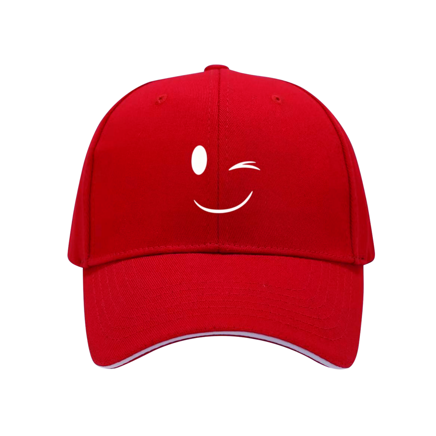 Cute Winking Smiley Pink Sandwich Baseball Cap, Soft Girl Aesthetic Sun Hat