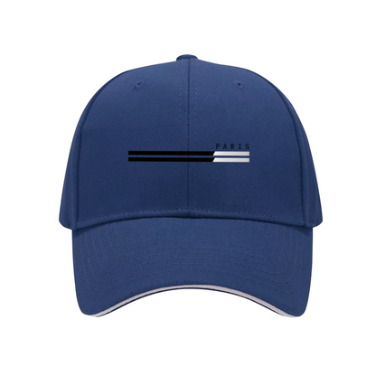 Minimal Paris Stripe Print Red Sandwich Brim Baseball Cap, Elegant City Style Sun Hat