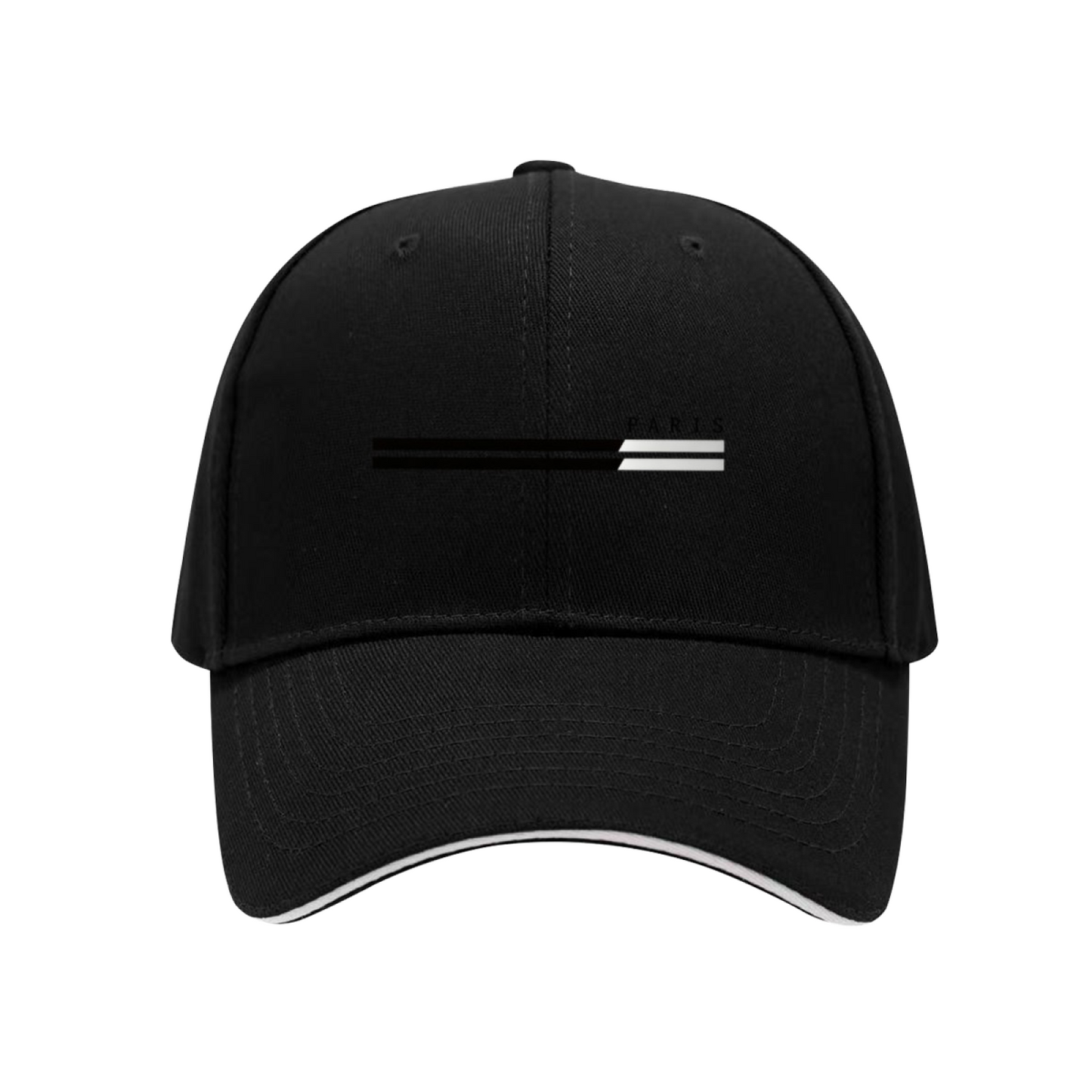 Minimal Paris Stripe Print Red Sandwich Brim Baseball Cap, Elegant City Style Sun Hat