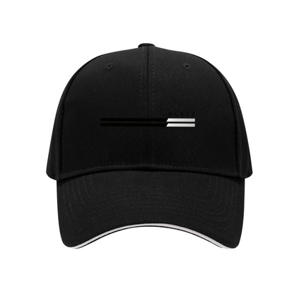 Minimal Paris Stripe Print Red Sandwich Brim Baseball Cap, Elegant City Style Sun Hat