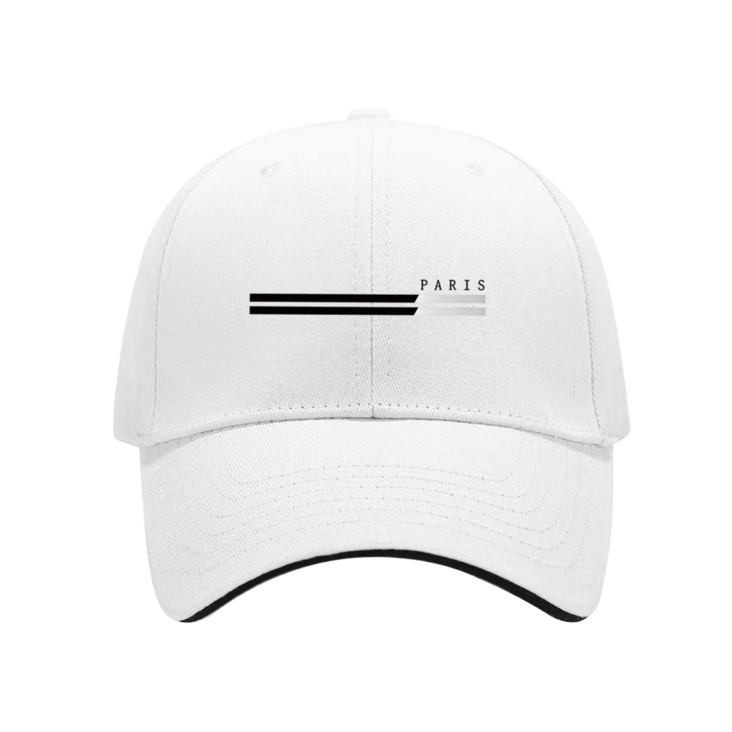 Minimal Paris Stripe Print Red Sandwich Brim Baseball Cap, Elegant City Style Sun Hat