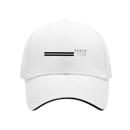 Minimal Paris Stripe Print Red Sandwich Brim Baseball Cap, Elegant City Style Sun Hat