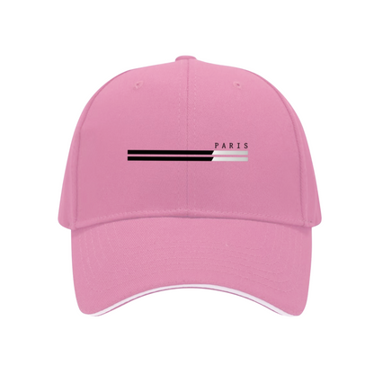 Minimal Paris Stripe Print Red Sandwich Brim Baseball Cap, Elegant City Style Sun Hat