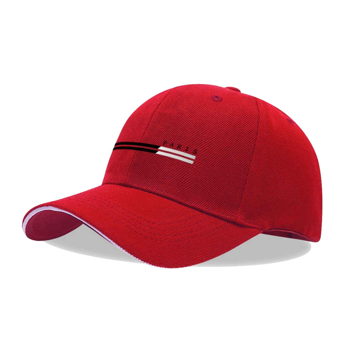 Minimal Paris Stripe Print Red Sandwich Brim Baseball Cap, Elegant City Style Sun Hat