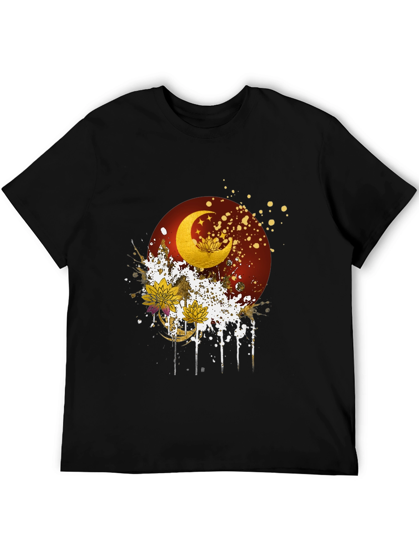 Celestial Moon & Lotus Graphic Tee