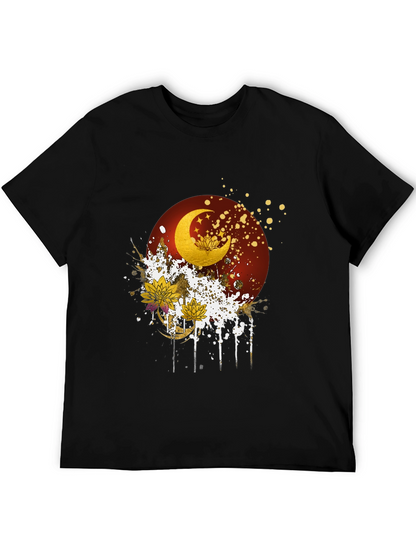 Celestial Moon & Lotus Graphic Tee