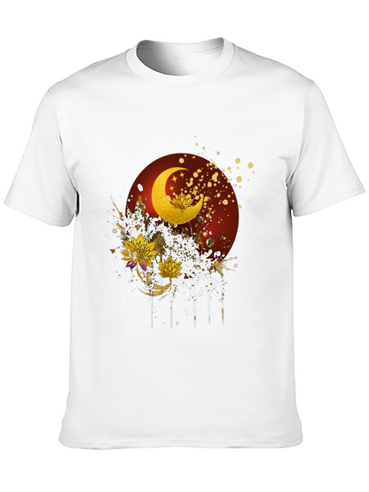 Celestial Moon & Lotus Graphic Tee