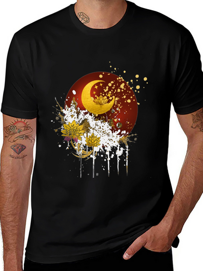 Celestial Moon & Lotus Graphic Tee