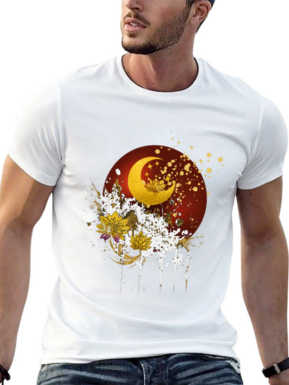 Celestial Moon & Lotus Graphic Tee