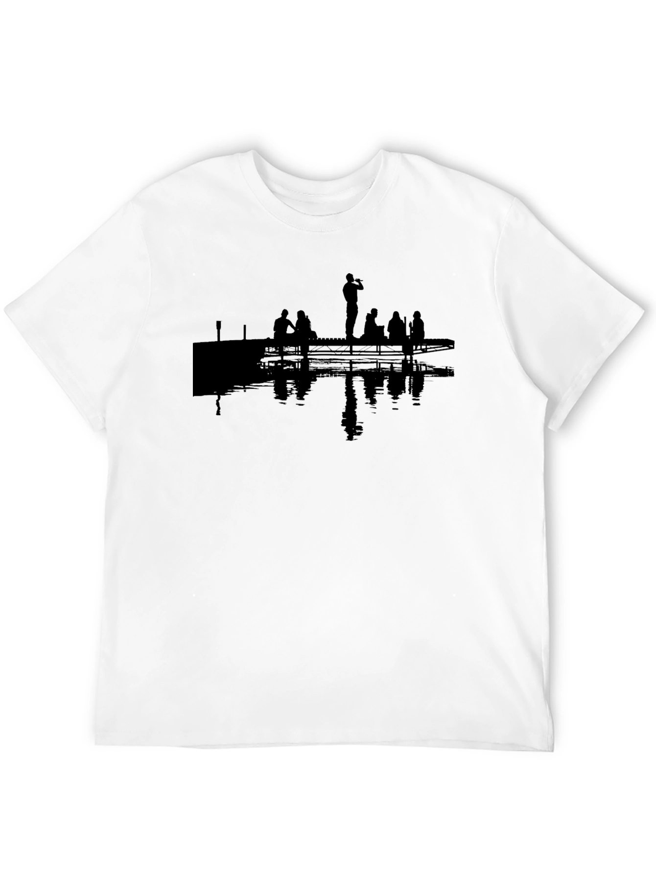 Silhouette Dock Scene Graphic Tee - Black