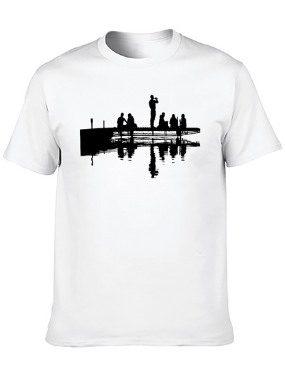 Silhouette Dock Scene Graphic Tee - Black