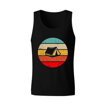 Retro Vintage Sunset Tent Camping Outdoor Adventure Tank Top
