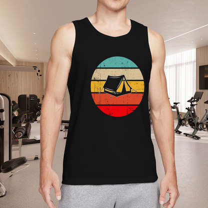 Retro Vintage Sunset Tent Camping Outdoor Adventure Tank Top