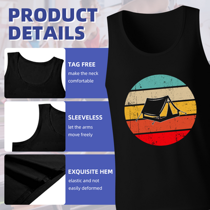 Retro Vintage Sunset Tent Camping Outdoor Adventure Tank Top