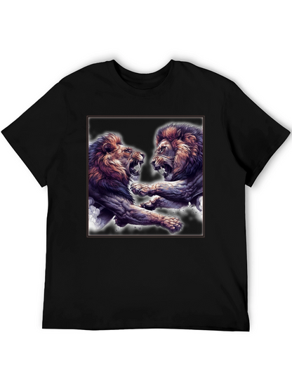 Lion Fight Graphic Black T-Shirt