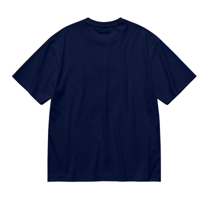 Minimal Chaos Letter Dark Navy T-Shirt, Dark Cool Daily Basic Oversized Tee