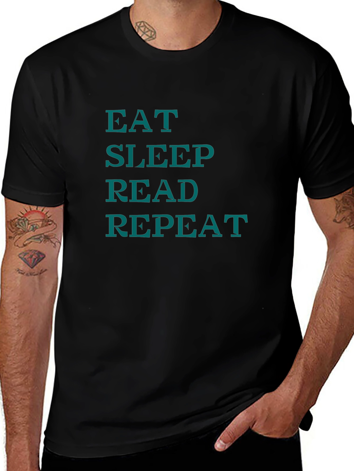 Eat Sleep Read Repeat Graphic Tee - Black