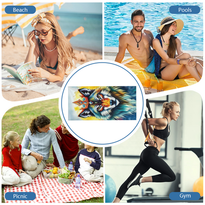 Colorful Watercolor Crown Wolf King Beach Towel, Thick Soft & Strong Water Absorption, Various Sizes Selectable, Comfortable Stylish Towel for Animal Enthusiasts