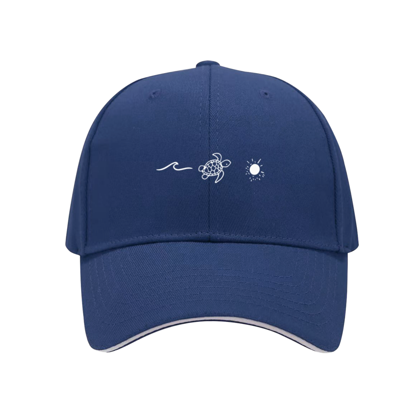Wave Turtle Sun Graphic Red Sandwich Baseball Cap, Beach Vacation Sun Hat