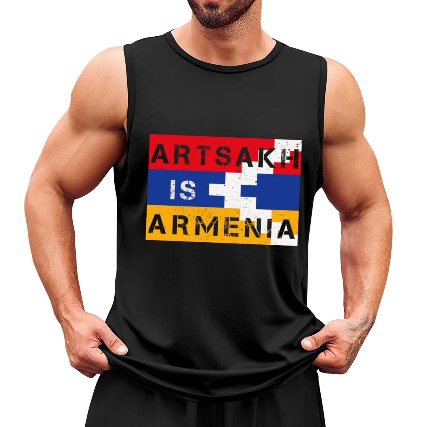 Artsakh Is Armenia Distressed Flag Print Men¡¯s Tank
