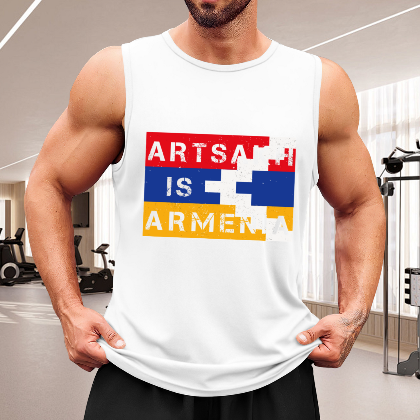 Artsakh Is Armenia Distressed Flag Print Men¡¯s Tank