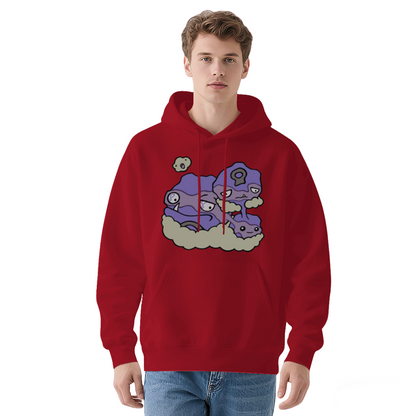 Cute Purple Slime Cartoon White Hoodie, Unique Aesthetic Comfort Pullover