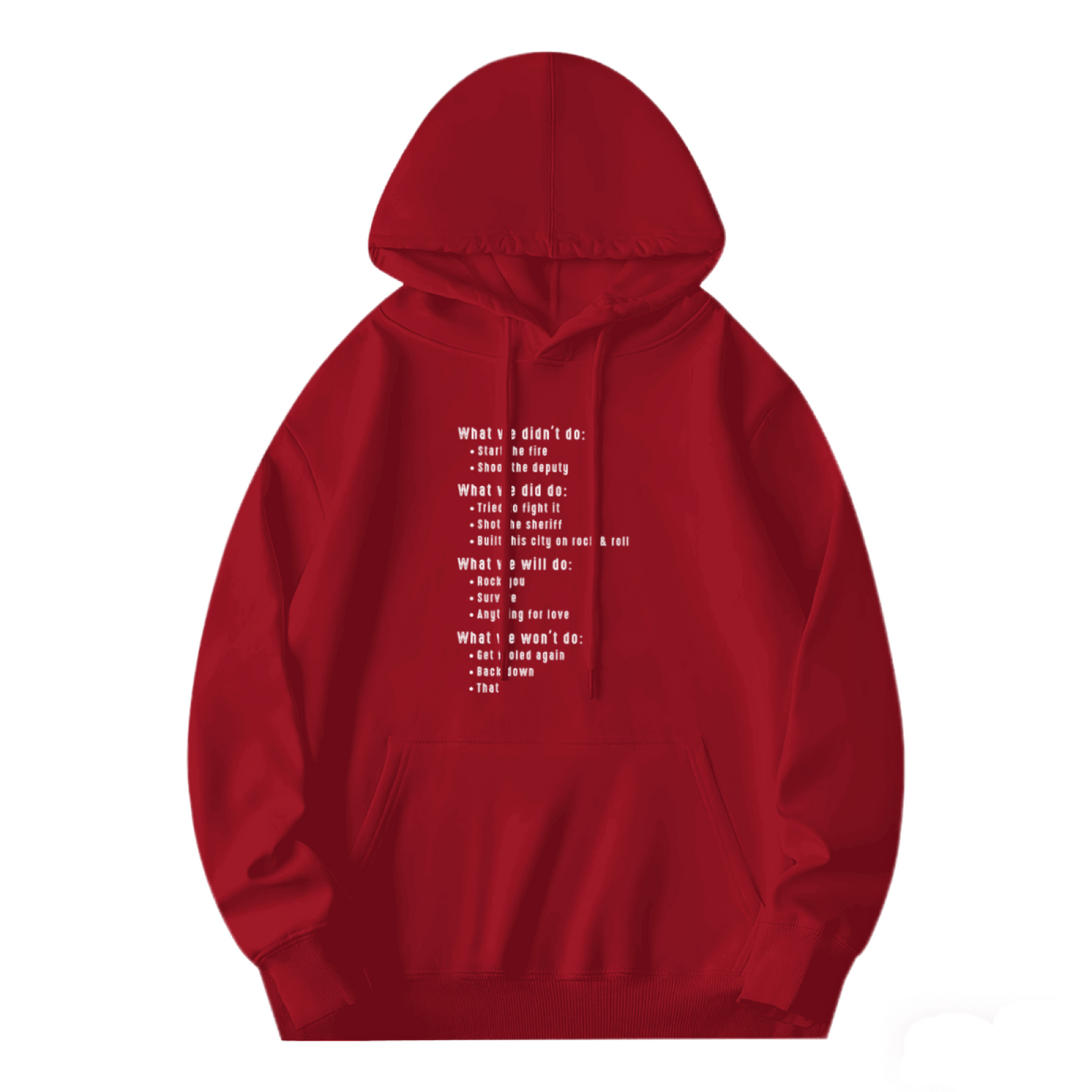 Retro Country Lyric Text Block Red Hoodie, Relaxed Comfort Music Fan Top
