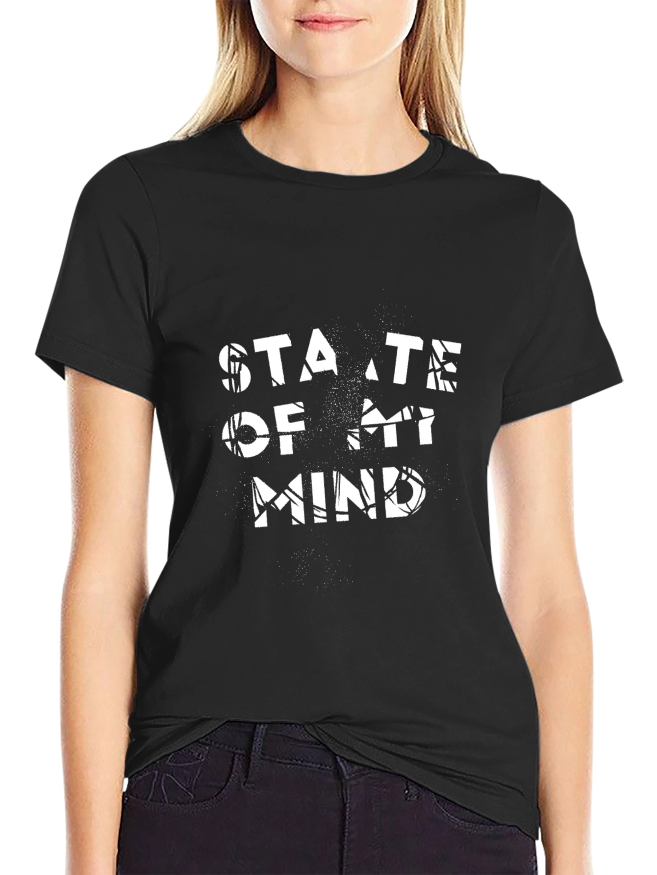 State of Mind Graphic Print Black T-Shirt