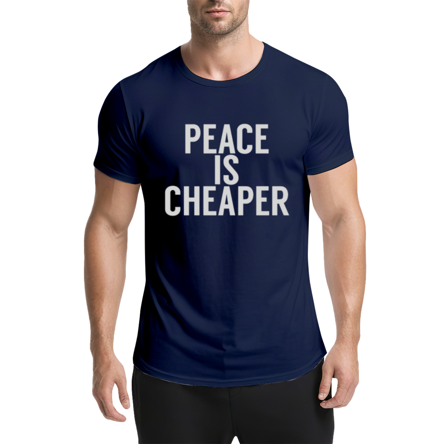 Peace Is Cheaper Anti-War Simple Text T-Shirt