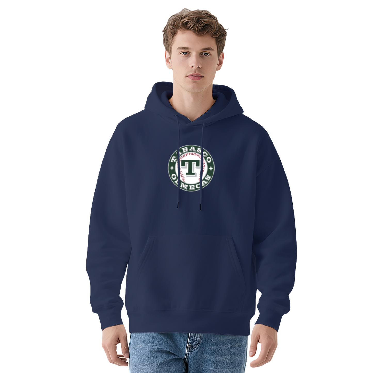Tabasco Olmec Baseball Logo Men Hoodie, Relaxed Street Fit