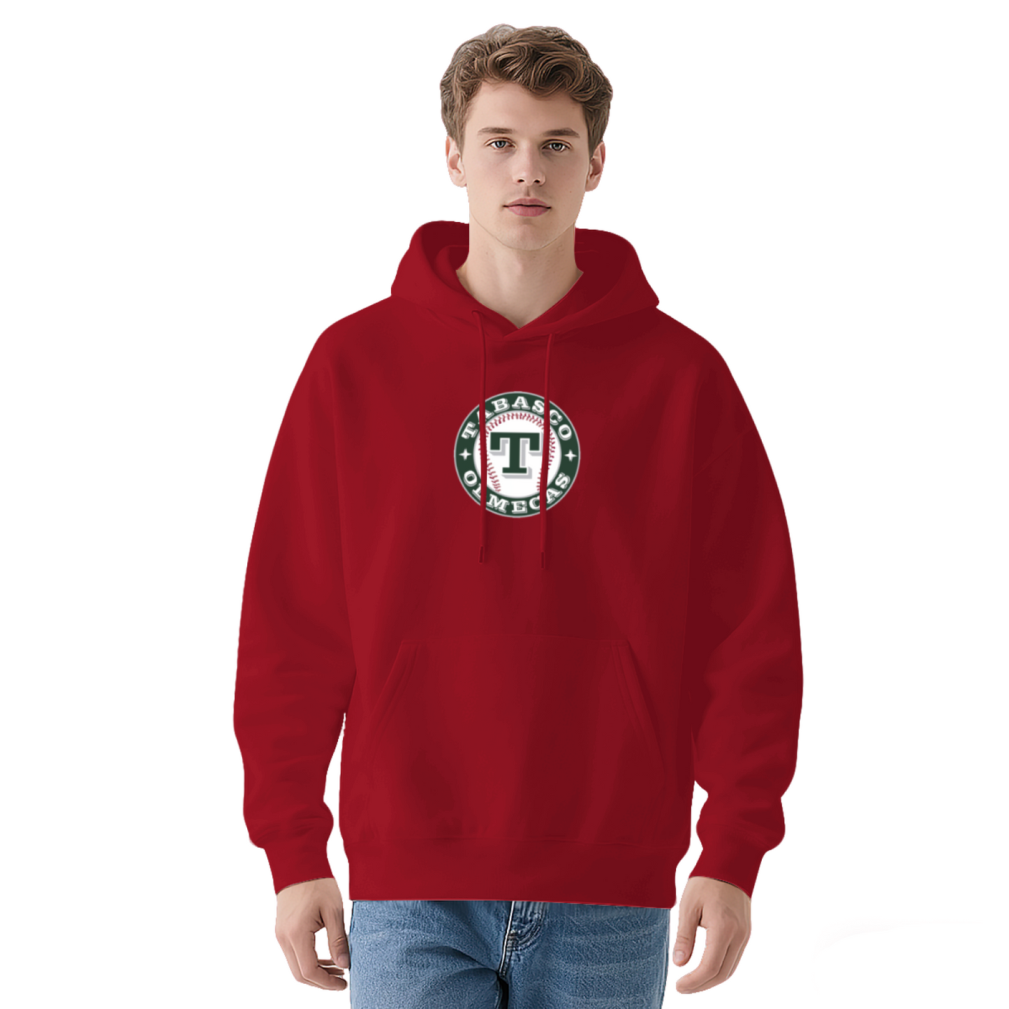 Tabasco Olmec Baseball Logo Men Hoodie, Relaxed Street Fit