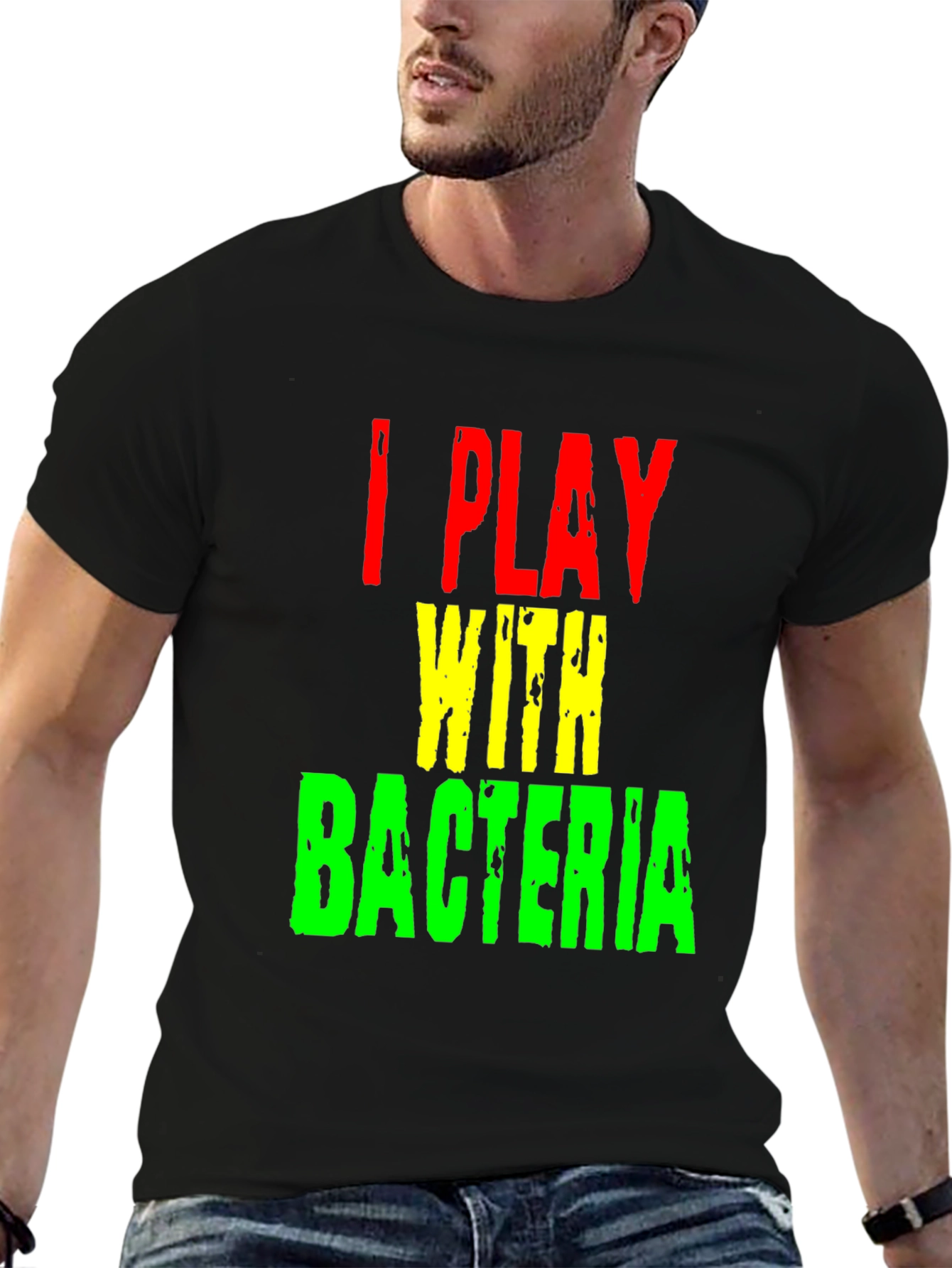 I Play With Bacteria Graphic Tee - Black T-Shirt