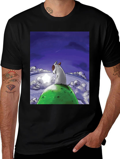 Dog Stargazing Tee - Bull Terrier Graphic Print