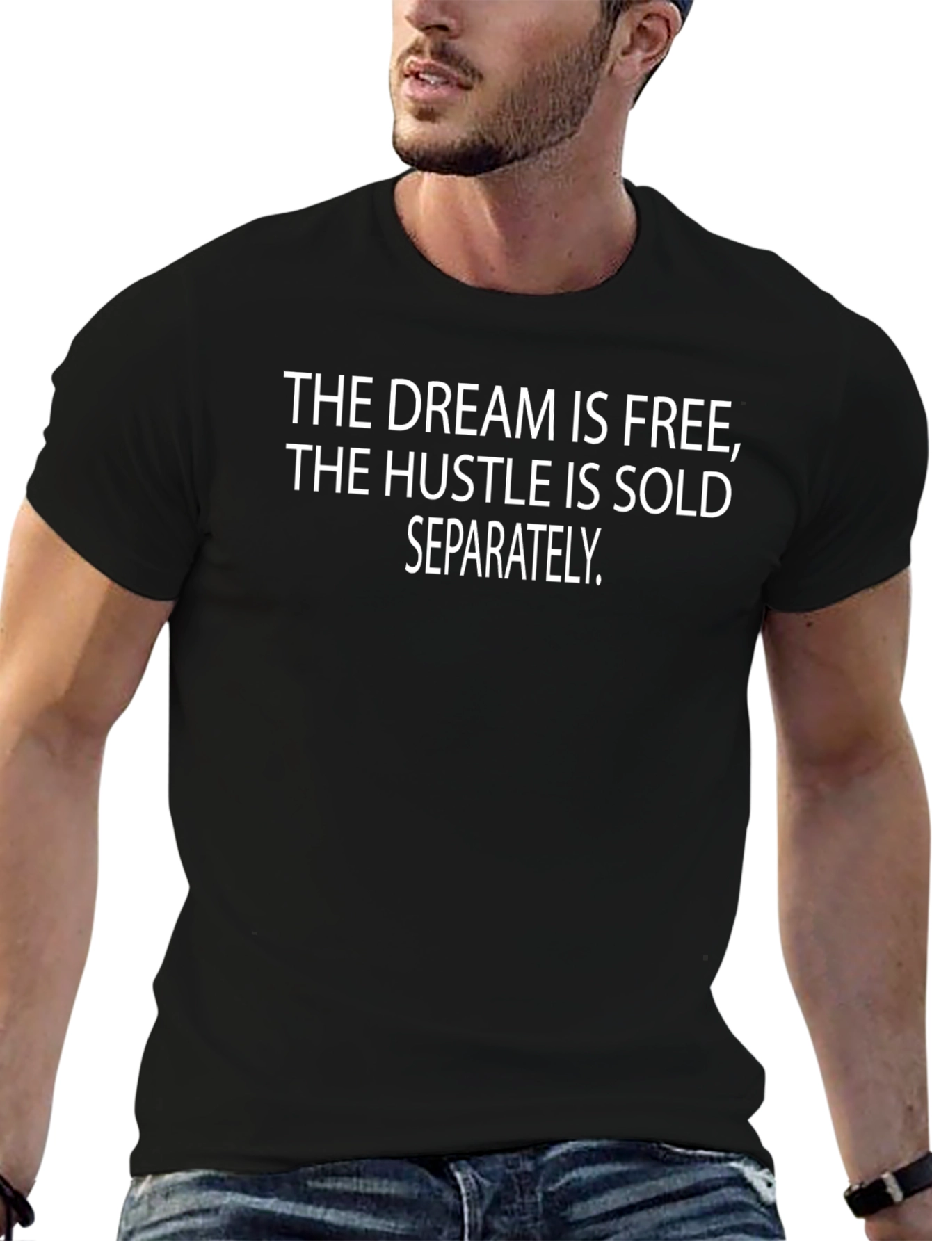 Dream Hustle Black Graphic Tee for Men