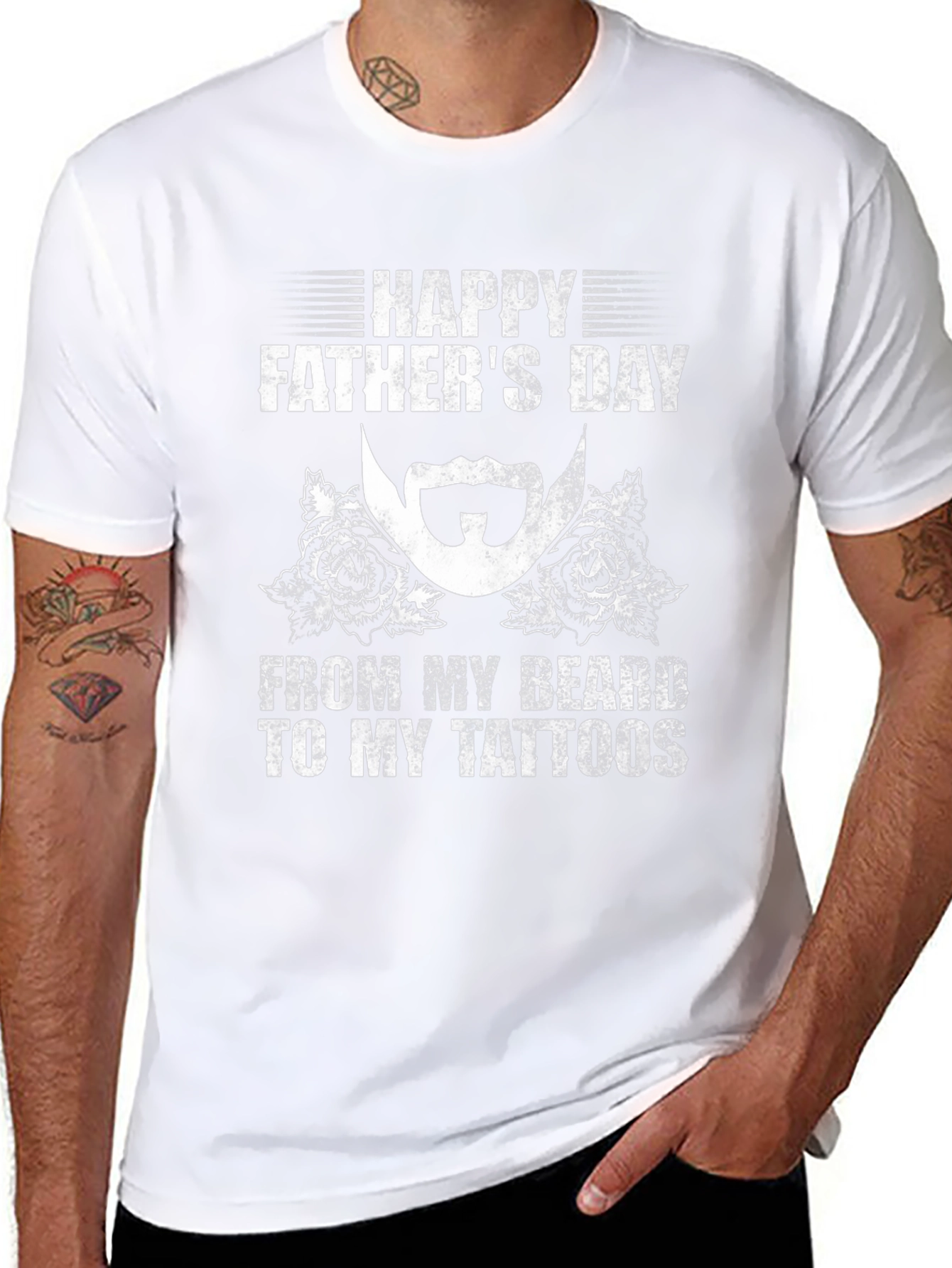 Happy Fathers Day Beard & Tattoo T-Shirt