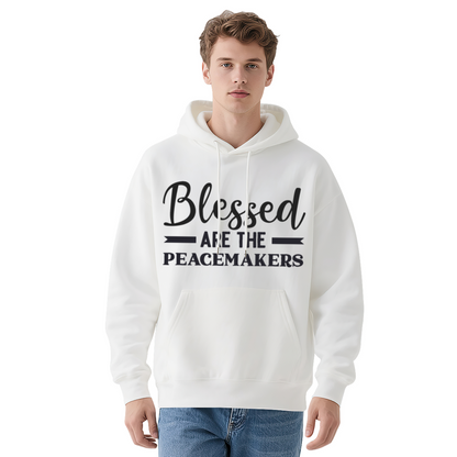 Blessed Are The Peacemakers Letter White Hoodie, Gentle Cozy Faith Pullover Unisex