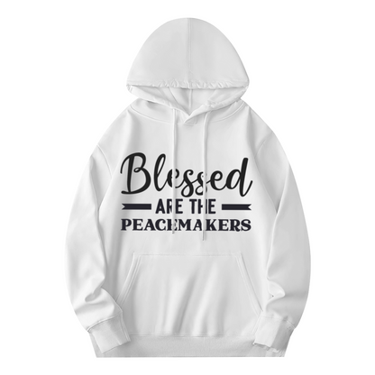 Blessed Are The Peacemakers Letter White Hoodie, Gentle Cozy Faith Pullover Unisex