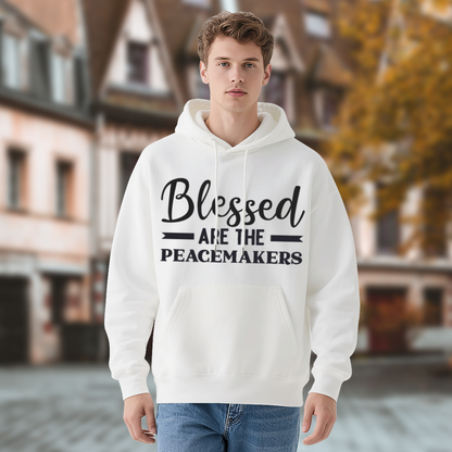 Blessed Are The Peacemakers Letter White Hoodie, Gentle Cozy Faith Pullover Unisex