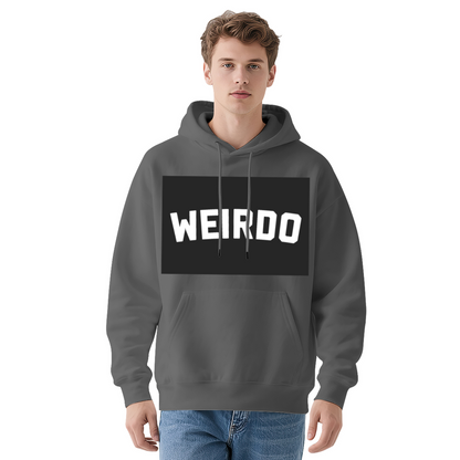 Bold WEIRDO Block Letter Black Hoodie, Edgy Cozy Streetwear Pullover