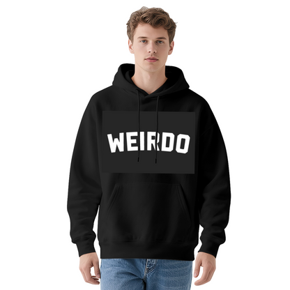 Bold WEIRDO Block Letter Black Hoodie, Edgy Cozy Streetwear Pullover