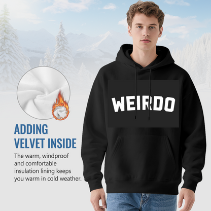 Bold WEIRDO Block Letter Black Hoodie, Edgy Cozy Streetwear Pullover