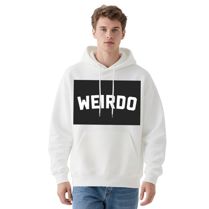 Bold WEIRDO Block Letter Black Hoodie, Edgy Cozy Streetwear Pullover