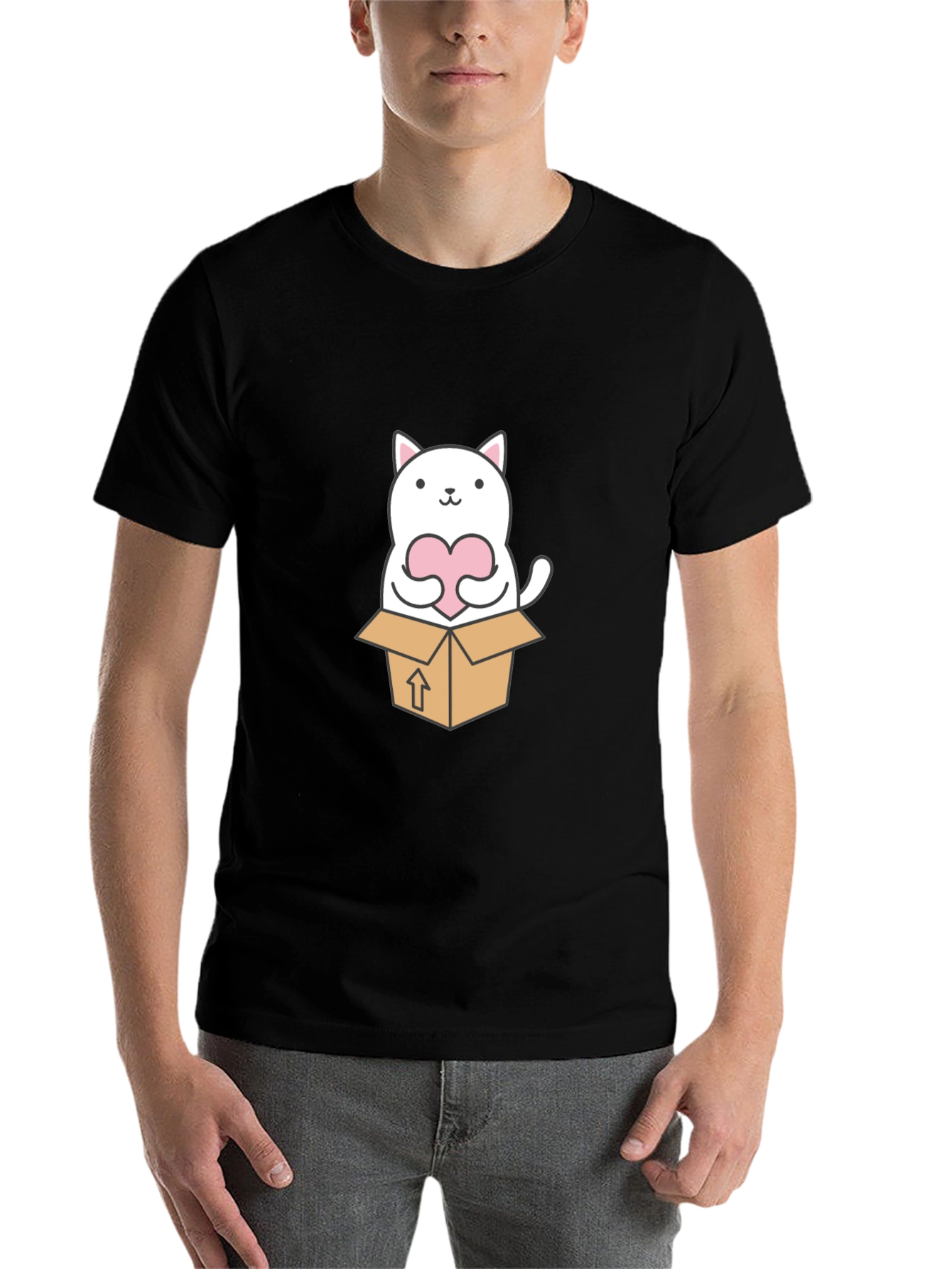 Cute Cat in a Box Graphic Tee