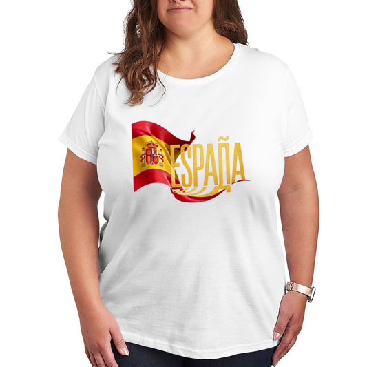 Vibrant Espa?a Spanish Flag Patriotic Plus Size Women¡¯s Printed T-Shirt