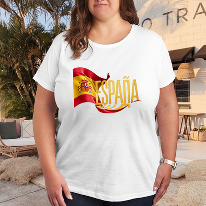 Vibrant Espa?a Spanish Flag Patriotic Plus Size Women¡¯s Printed T-Shirt
