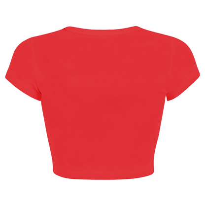 Red Leopard Butterfly Heart Graphic Slim Fit Crop Tee