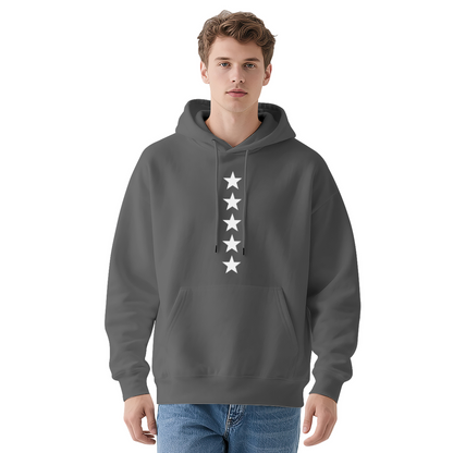 Five Vertical White Star Simple Navy Hoodie, Comfort Minimal Patriotic Unisex Top