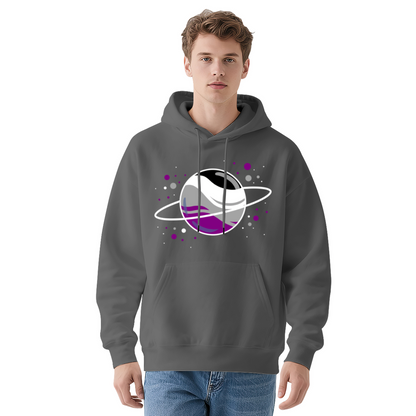 Stylish Asexual Ring Planet Red Hoodie, Pride Cozy Daily Sweatshirt