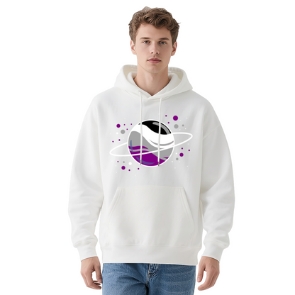 Stylish Asexual Ring Planet Red Hoodie, Pride Cozy Daily Sweatshirt