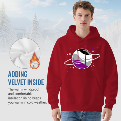 Stylish Asexual Ring Planet Red Hoodie, Pride Cozy Daily Sweatshirt